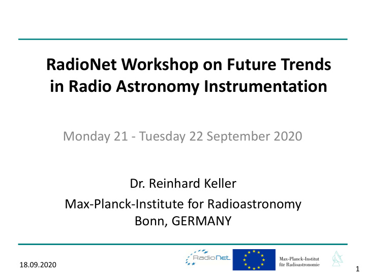 radionet workshop on future trends in radio astronomy