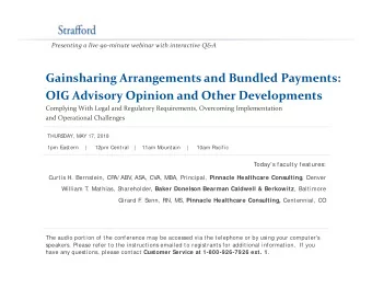 Gainsharing Arrangements and Bundled Payments: OIG Advisory Opinion and Other Developments