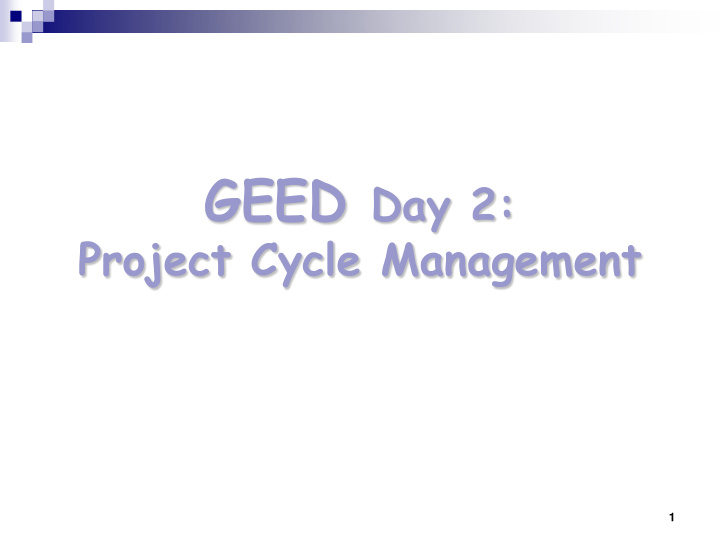 the project cycle and geed