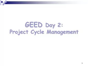 The Project Cycle and GEED  Does it include  Planning base:  disaggregated  inputs from  excluded