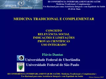MEDICINA TRADICIONAL E COMPLEMENTAR  CONCEITO  RELEVNCIA SOCIAL  INDICAES E LIMITAES