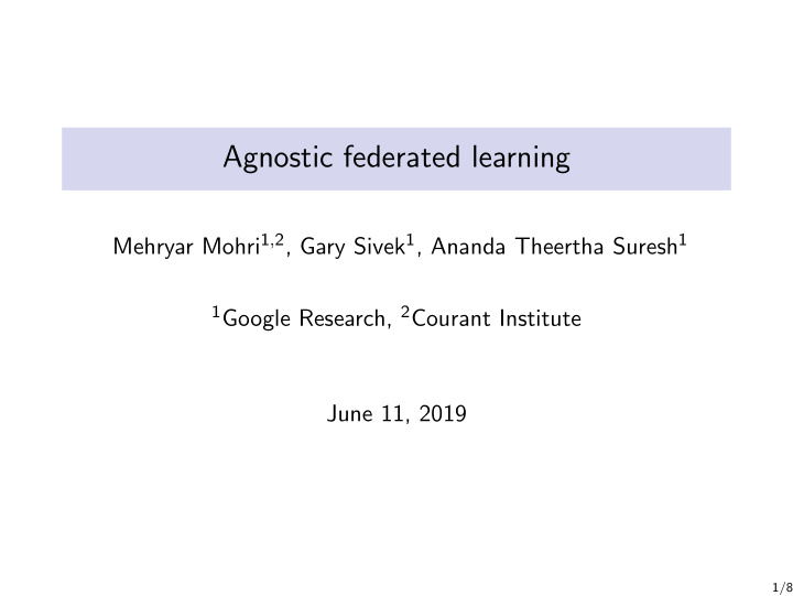 agnostic federated learning