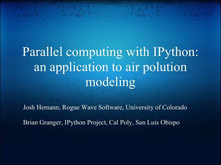 parallel computing with ipython an application to air