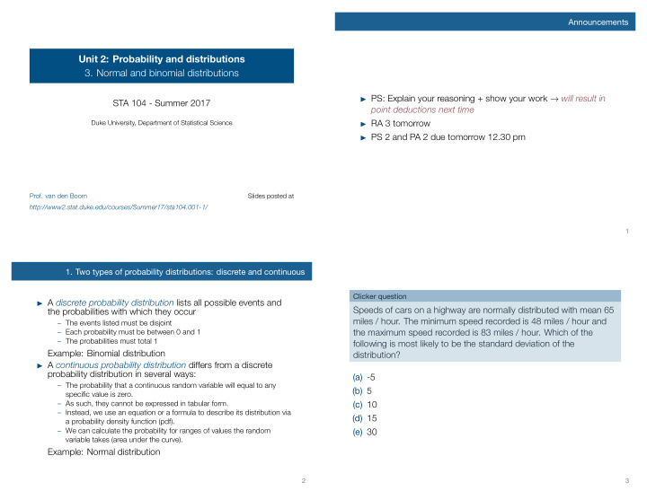 unit 2 probability and distributions 3 normal and