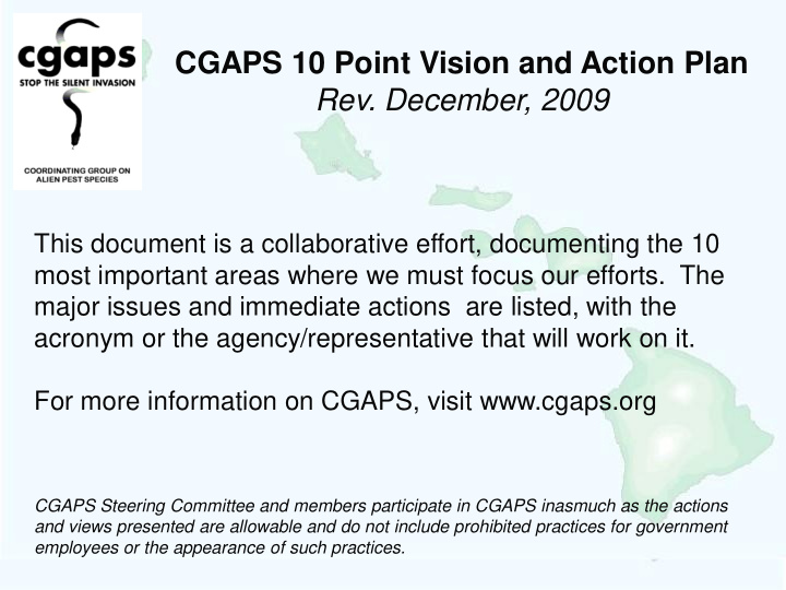 cgaps 10 point vision and action plan rev december 2009