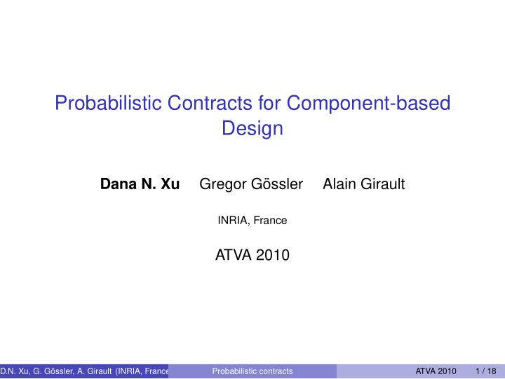 probabilistic contracts for component based design