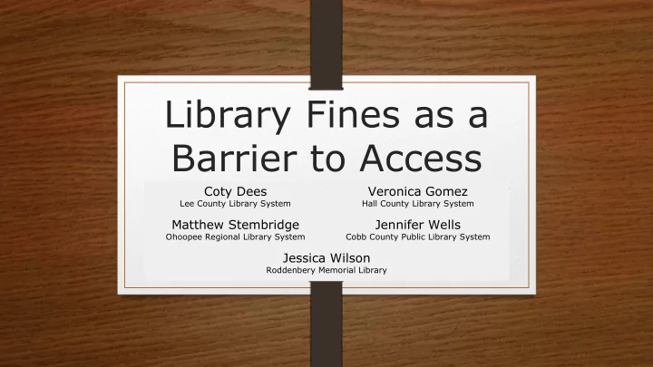 library fines as a barrier to access