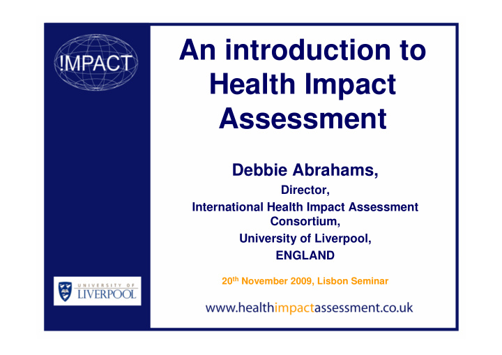 an introduction to health impact assessment