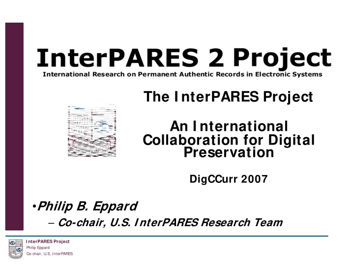 the i nterpares project an i nternational collaboration