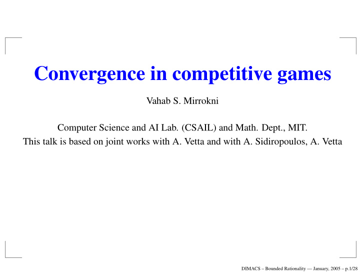 convergence in competitive games