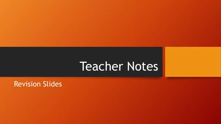 teacher notes