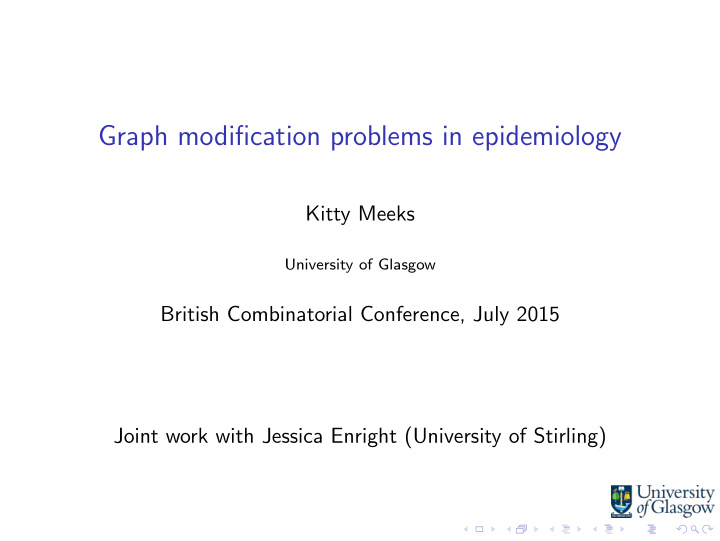 graph modification problems in epidemiology