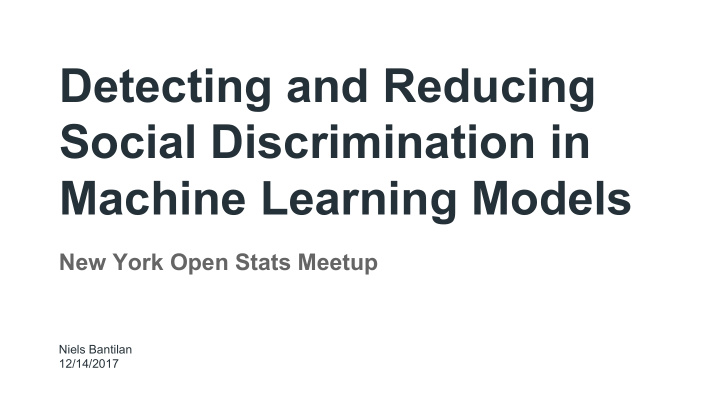 detecting and reducing social discrimination in machine