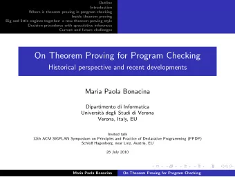 On Theorem Proving for Program Checking  Historical perspective and recent developments  Maria