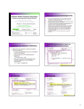Motivat  vation and Acknowledgements  on and Acknowledgements  Software M  So  ftware Mode  odel