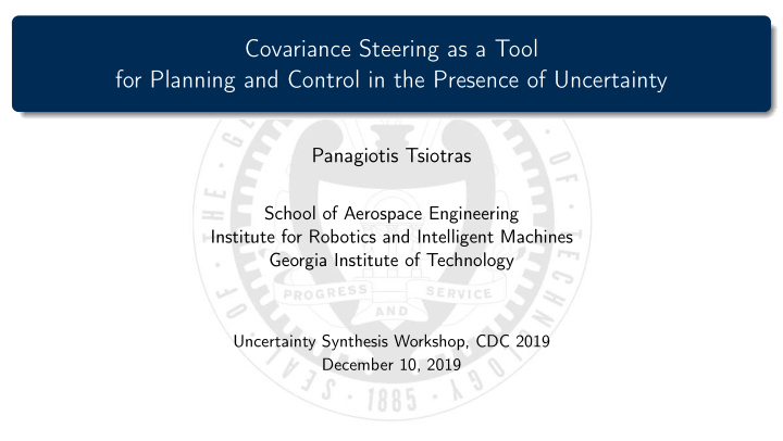 covariance steering as a tool for planning and control in