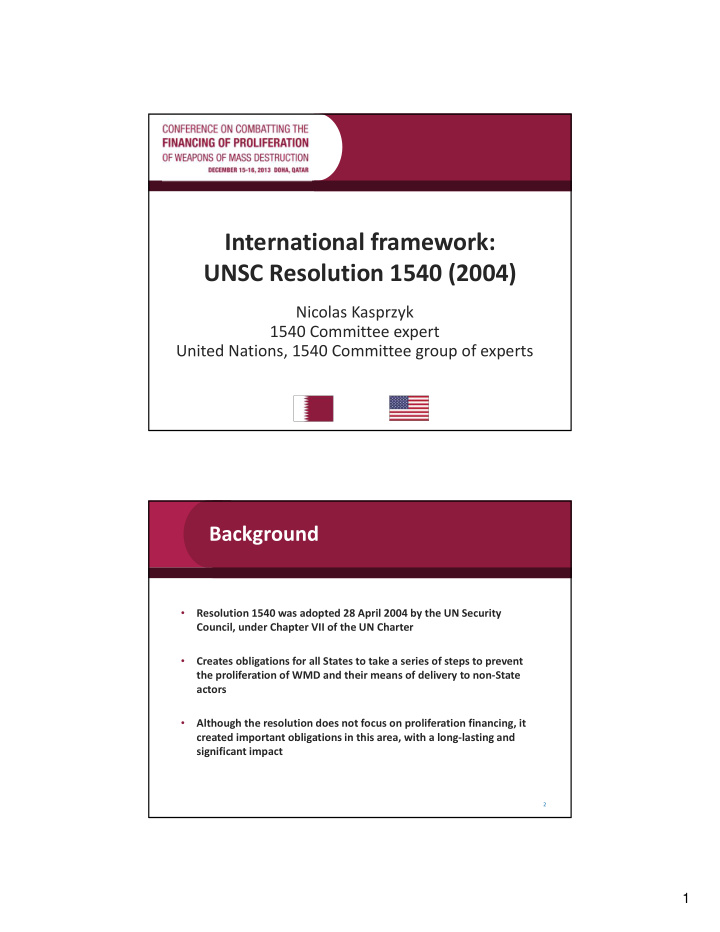international framework unsc resolution 1540 2004