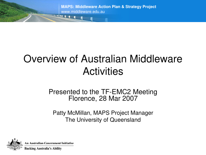 overview of australian middleware activities