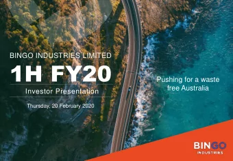 1H FY20  Pushing for a waste  free Australia  Investor Presentation  Thursday, 20 February 2020