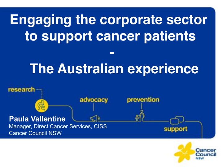 engaging the corporate sector to support cancer patients