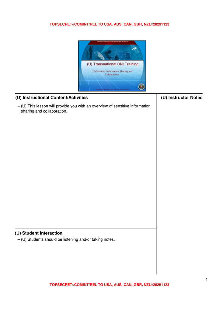 u instructional content activities u instructor notes