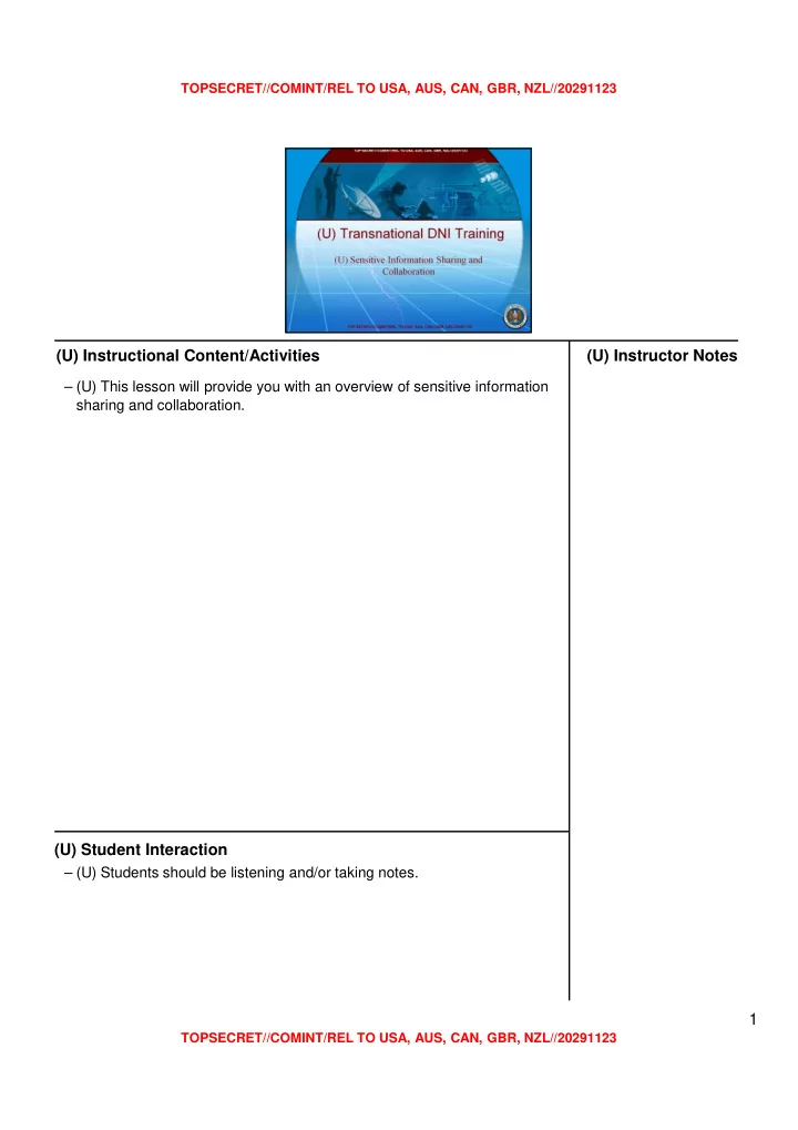 u instructional content activities u instructor notes