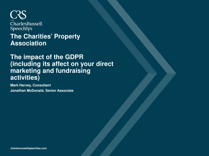 the charities property association the impact of the gdpr