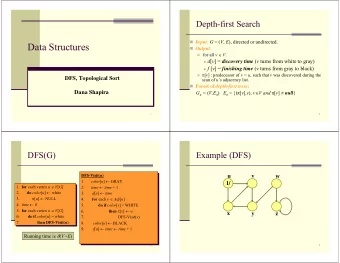 Data Structures  Output:  for all v  V .  d [ v ] = discovery time ( v turns from white