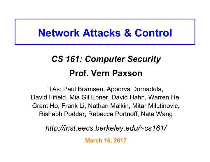 network attacks control