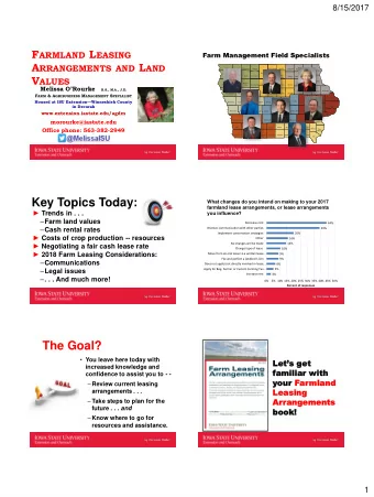 Key Topics Today:  What changes do you intend on making to your 2017  farmland lease arrangements,