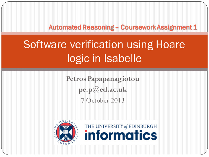 software verification using hoare logic in isabelle
