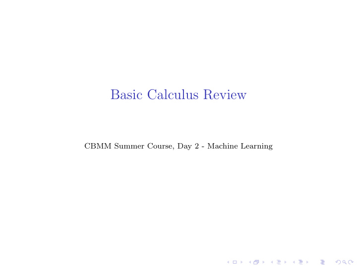 basic calculus review