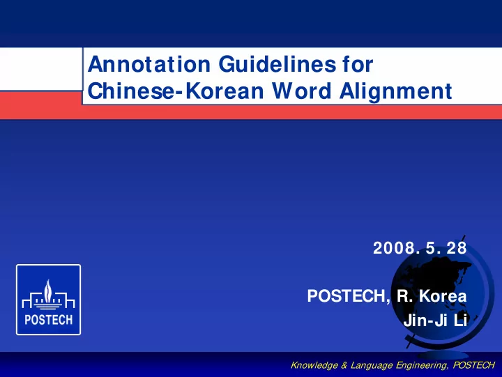 annotation guidelines for chinese korean word alignment