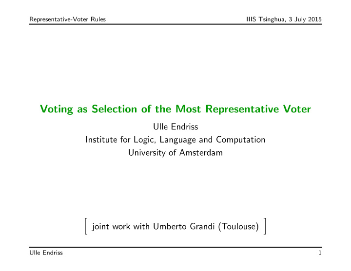 voting as selection of the most representative voter