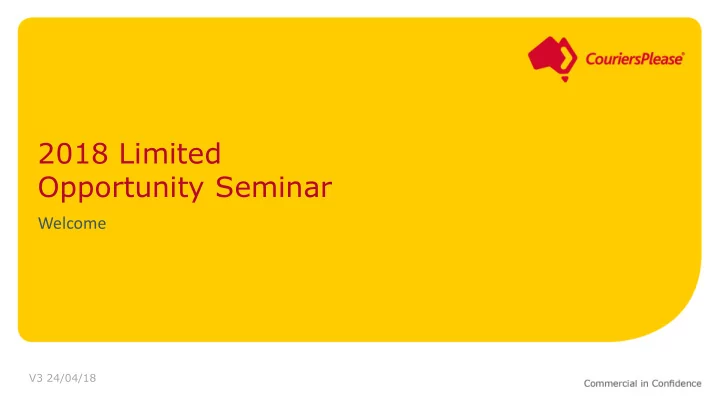 opportunity seminar