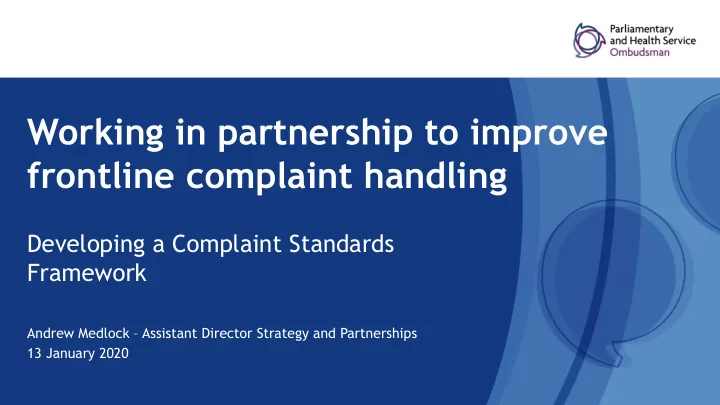 working in partnership to improve