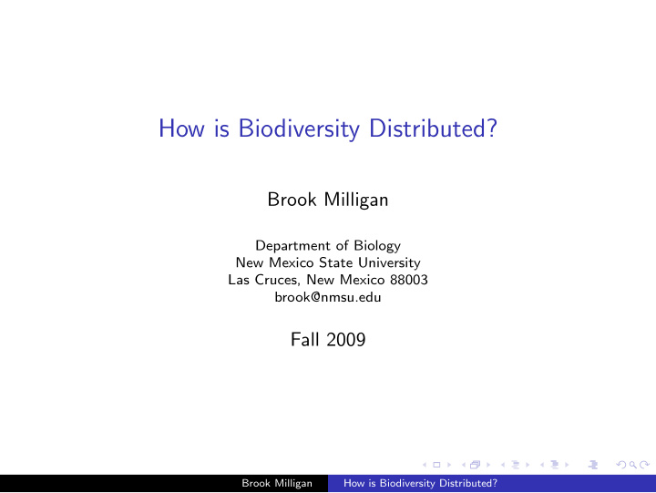 how is biodiversity distributed