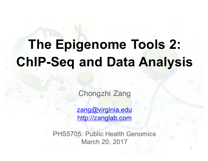 the epigenome tools 2 chip seq and data analysis