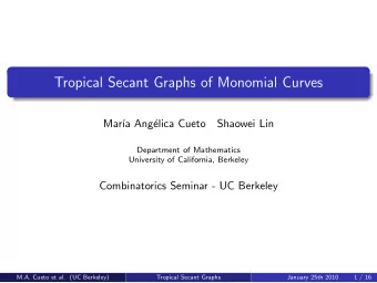 Tropical Secant Graphs of Monomial Curves  Mar  a Ang  elica Cueto  Shaowei Lin  Department