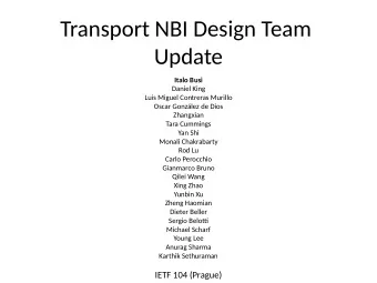 Transport NBI Design Team  Update  Italo Busi  Daniel King  Luis Miguel Contreras Murillo  Oscar