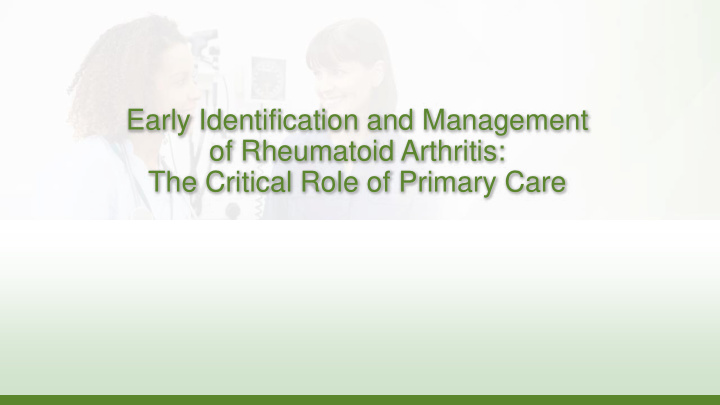 of rheumatoid arthritis