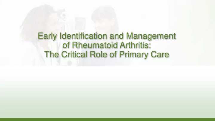 of rheumatoid arthritis