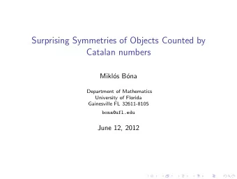 Surprising Symmetries of Objects Counted by  Catalan numbers  Mikl  os B  ona  Department of
