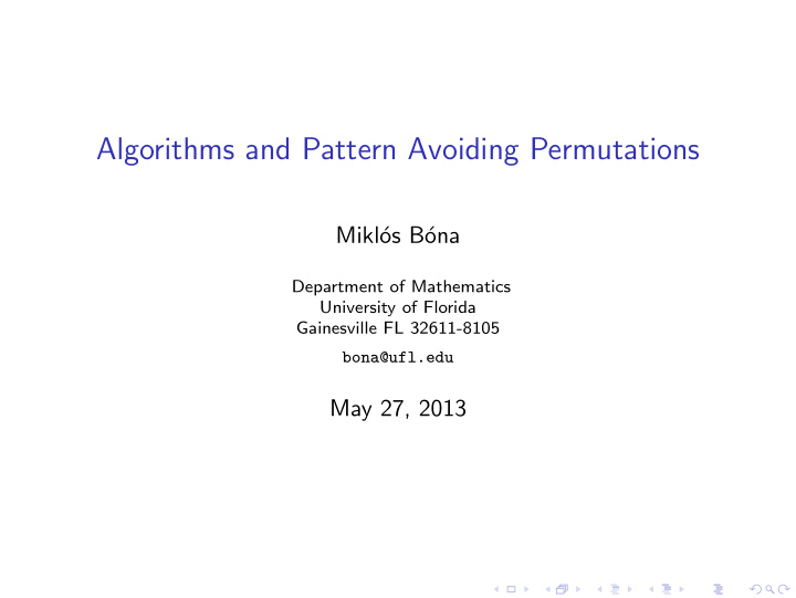 algorithms and pattern avoiding permutations