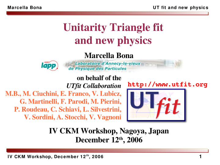 unitarity triangle fit and new physics