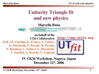 Unitarity Triangle fit  and new physics  Marcella Bona  LAPP  on behalf of the