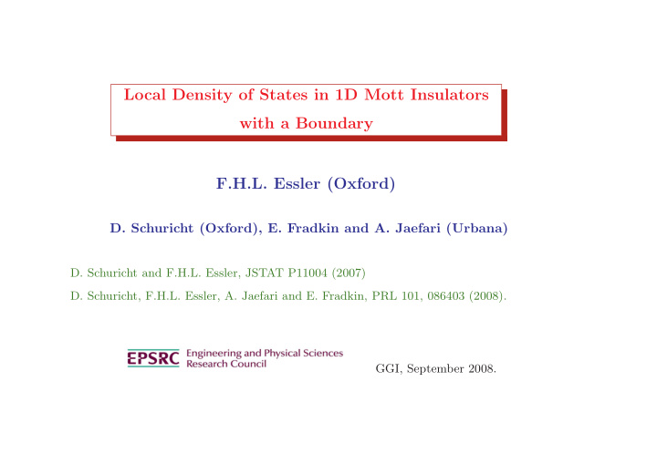 local density of states in 1d mott insulators with a