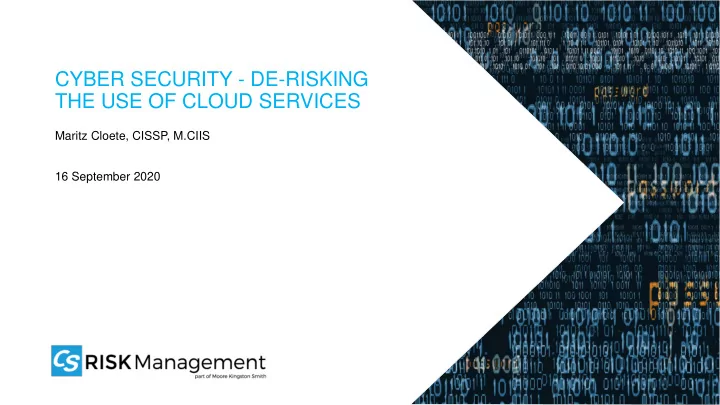 cyber security de risking