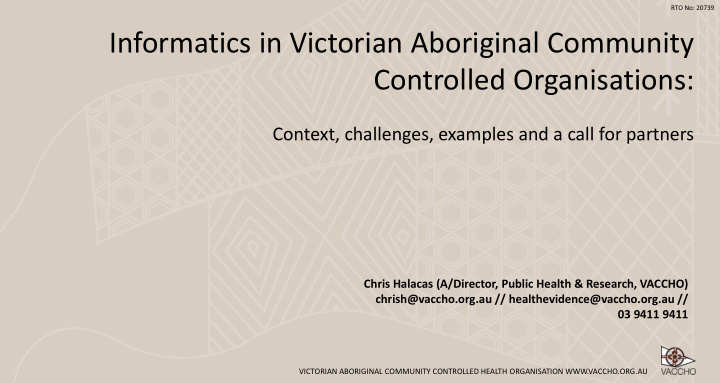 informatics in victorian aboriginal community controlled