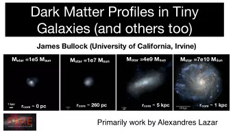 Dark Matter Profiles in Tiny  Galaxies (and others too)  James Bullock (University of California,